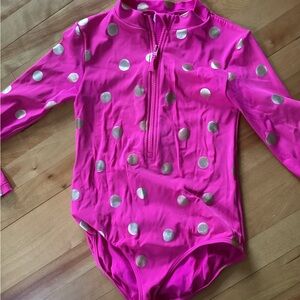 Boden Pink Bodysuit with Gold Dots